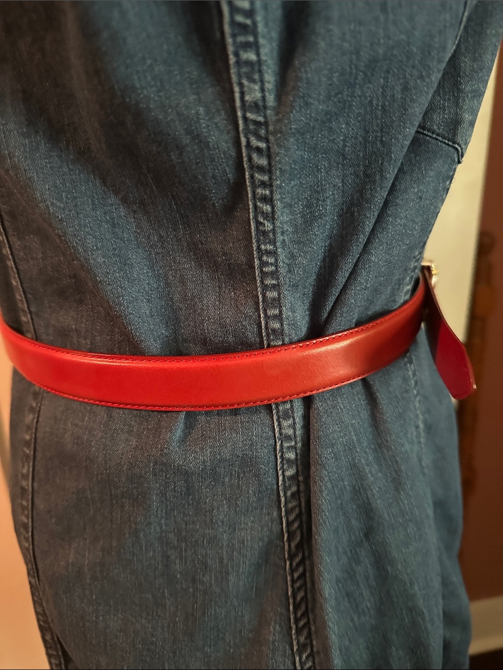 Fossil red Leather gold silver Buckle Women’s M belt - Picture 4 of 13